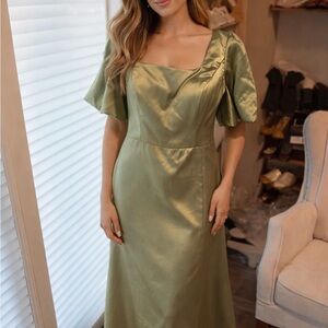 Elegant Green Satin Dress